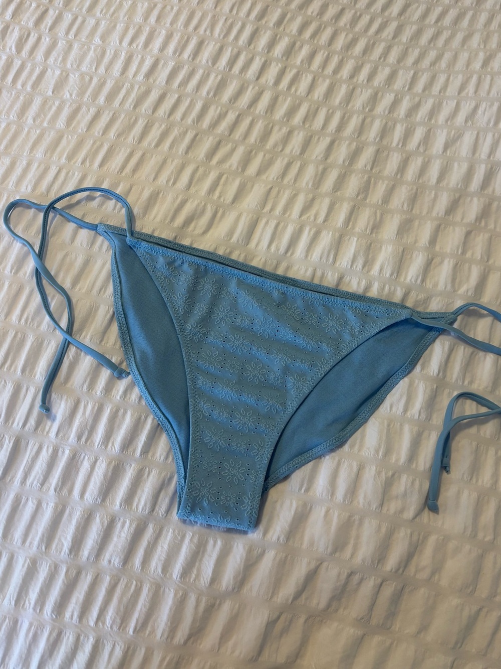 Blue Floral Eyelet Bikini Bottoms